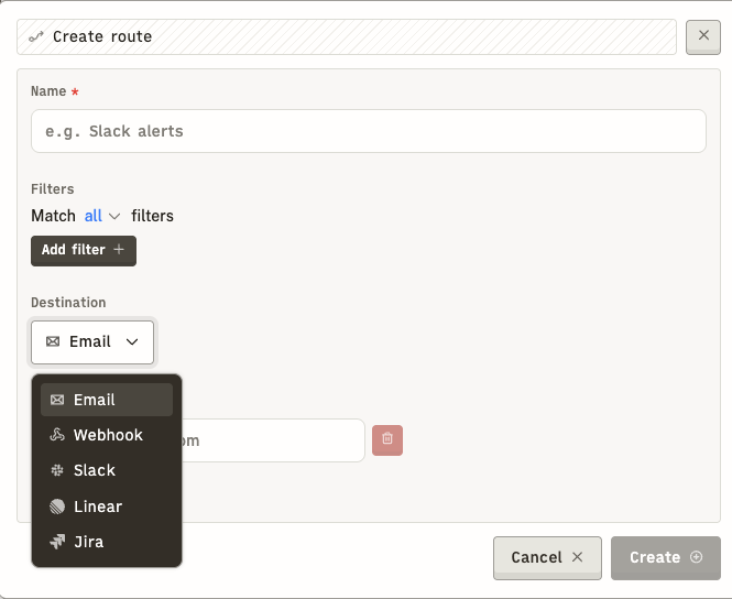 Issue routing to Linear, Jira, and Slack